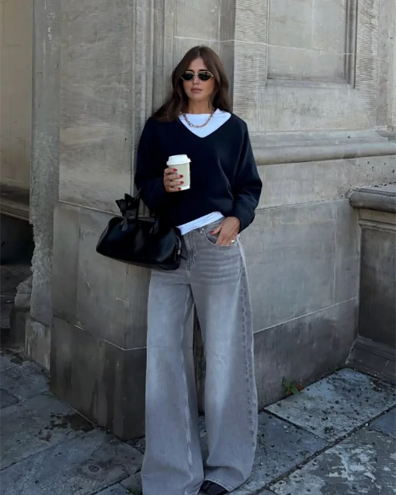 Black Knit Over White Tee — The Outfit That Goes With Everything