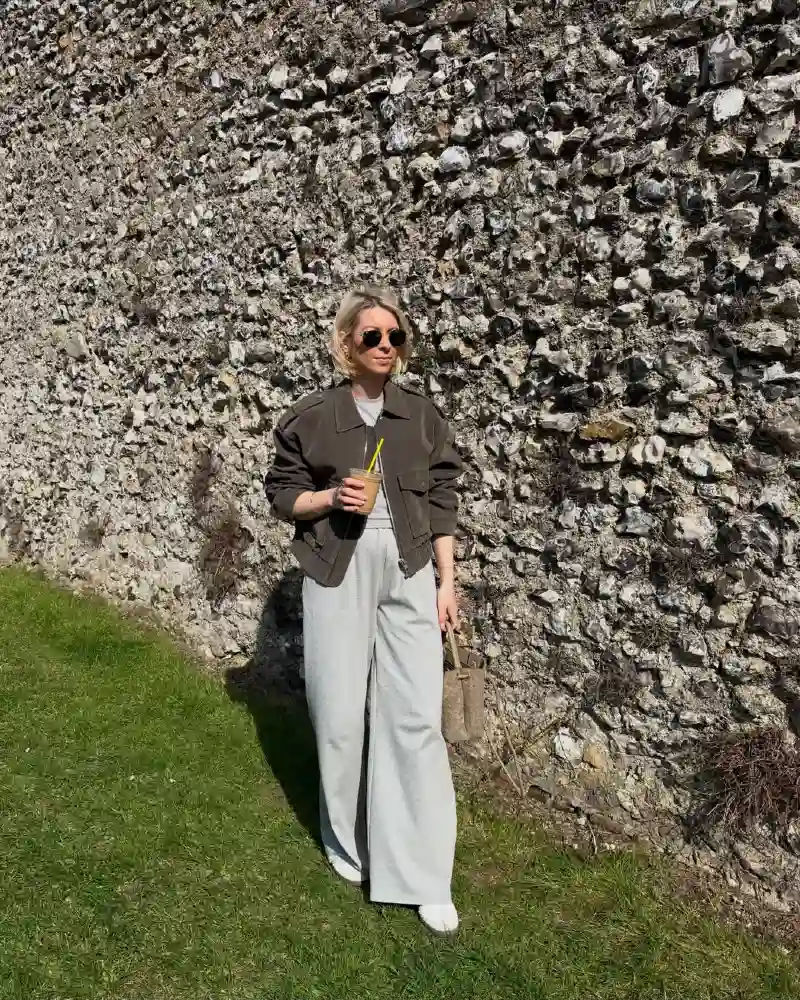 Brown Jacket That Makes Grey Sweatpants Look Like a Whole Outfit