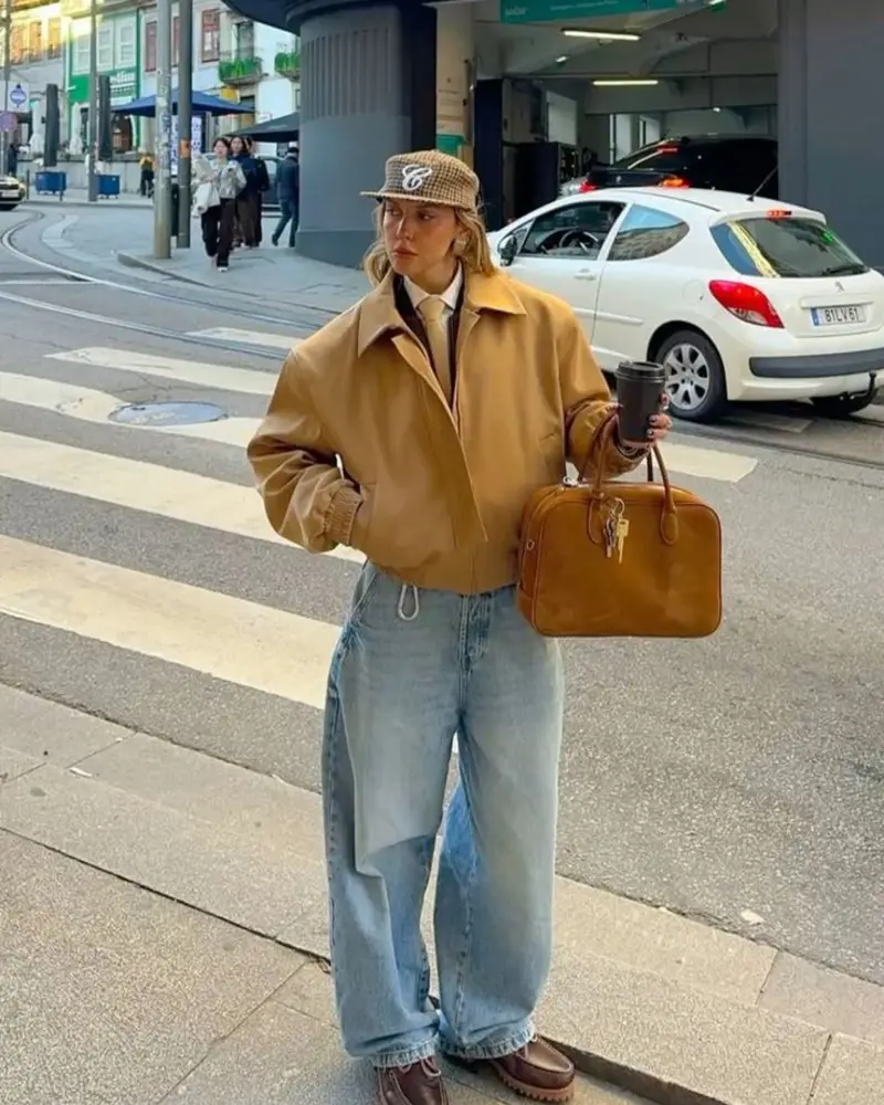 Jacket and Baggy Jeans Look Belongs on a Mood Board
