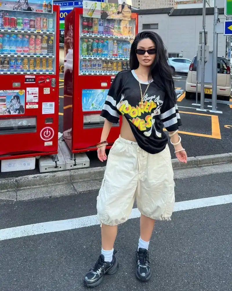 Mesh Jersey + Parachute Cargo Shorts