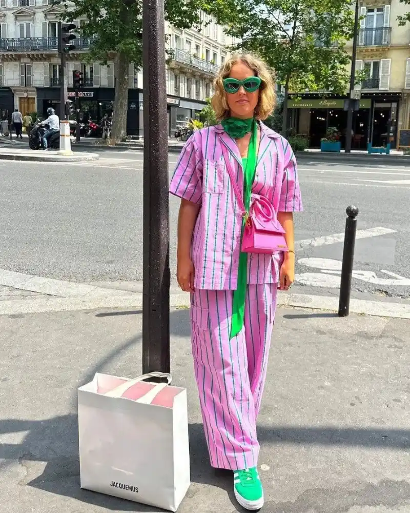 Pink and Green Striped Co-ord Set