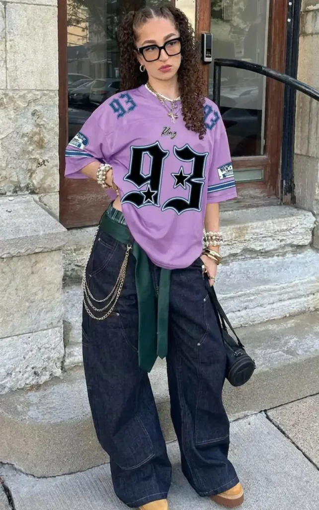  Purple Jersey + Dark Baggy Jeans
