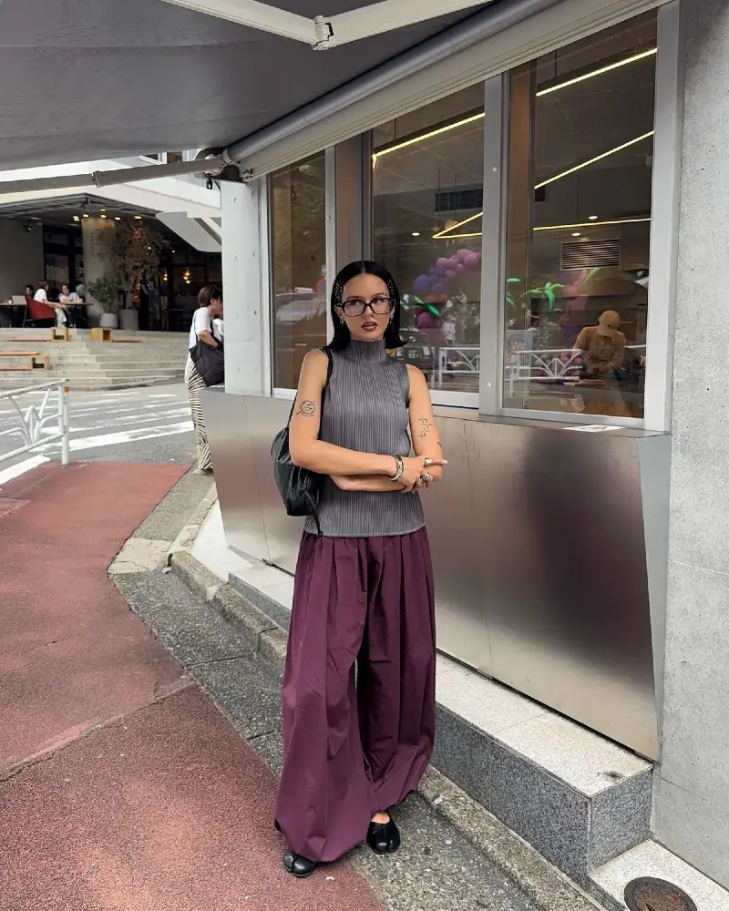  Ribbed Top, Wide Trousers, All the Right Energy