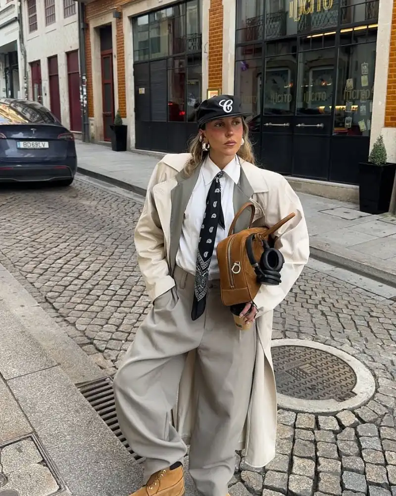 Stone Trench, White Shirt Tied a Bandana