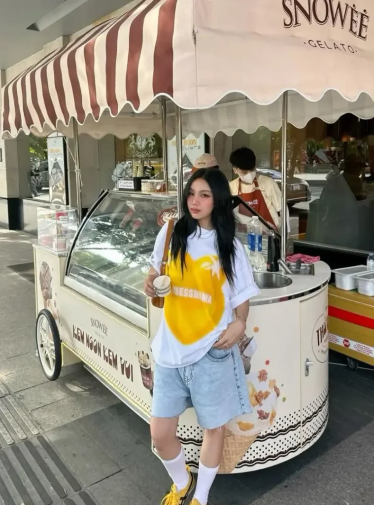 White Graphic Tee + Denim Shorts Combo