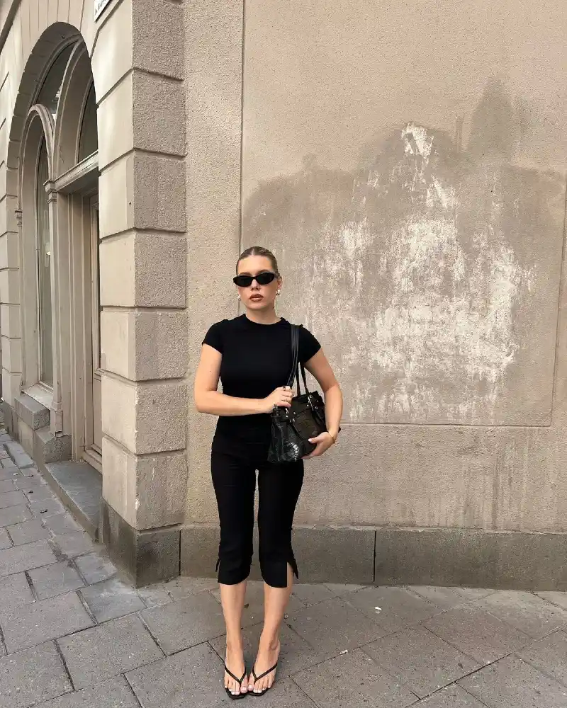 All-Black Tee & Capri Pants