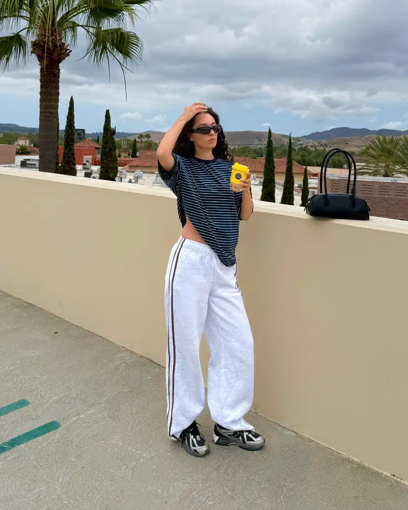 Asymmetric Striped Tee & Side-Stripe Sweatpants