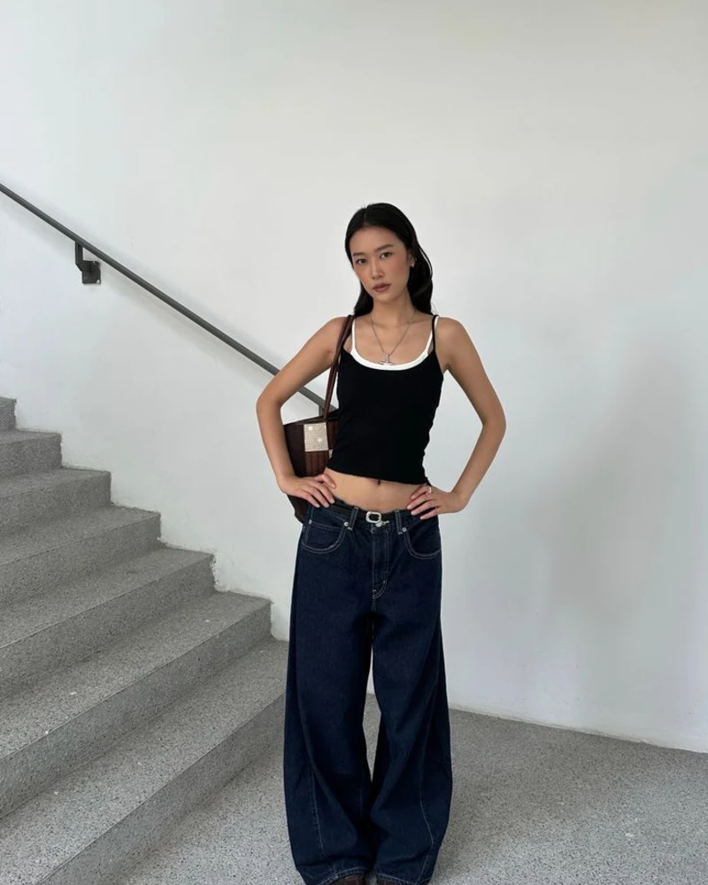 Black Layered Tank & Indigo Denim
