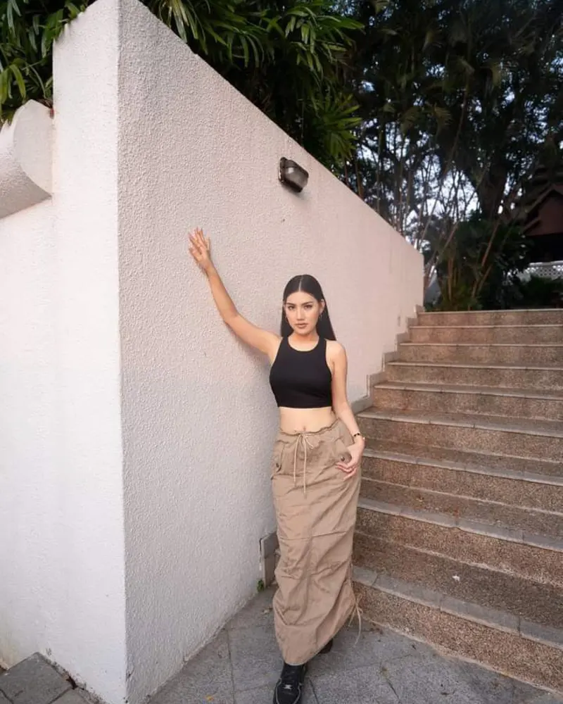 Black Tank + Cargo Maxi Skirt