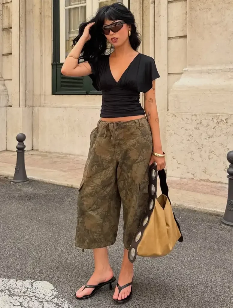 Black Top and Camo Culottes