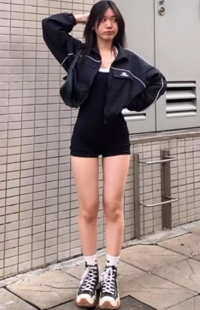 Black Track Jacket and Bike Short Romper