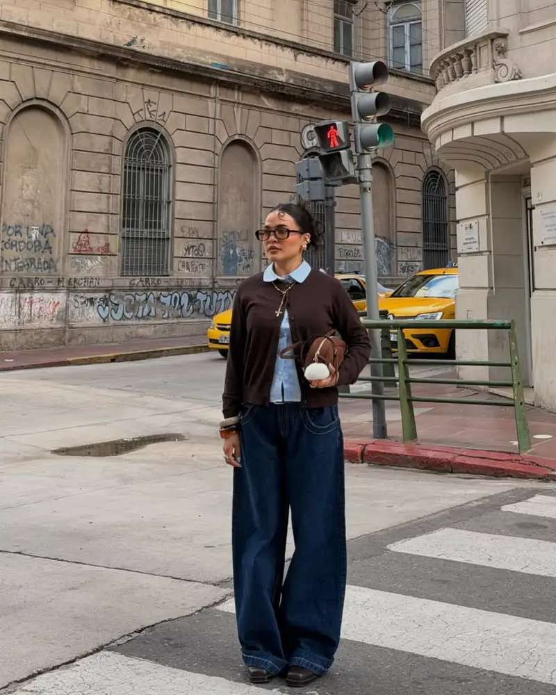 Brown Cardigan, Cozy Layered Style