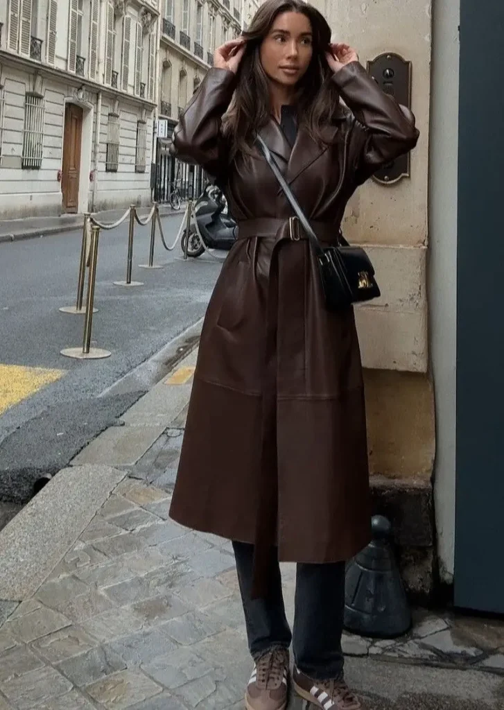 Brown Leather Trench