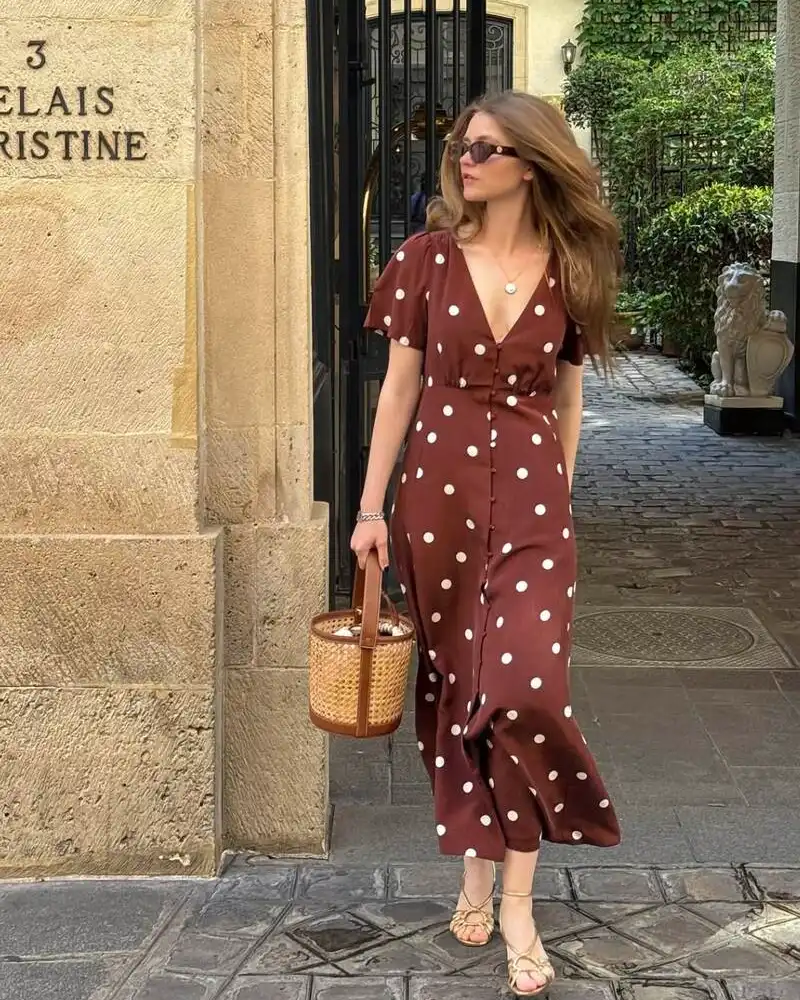 Brown Polka Dot Midi, Print Without the Fuss