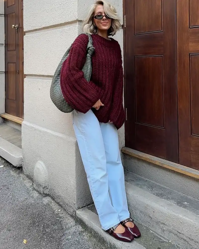 Burgundy Knit, Effortless Elegance