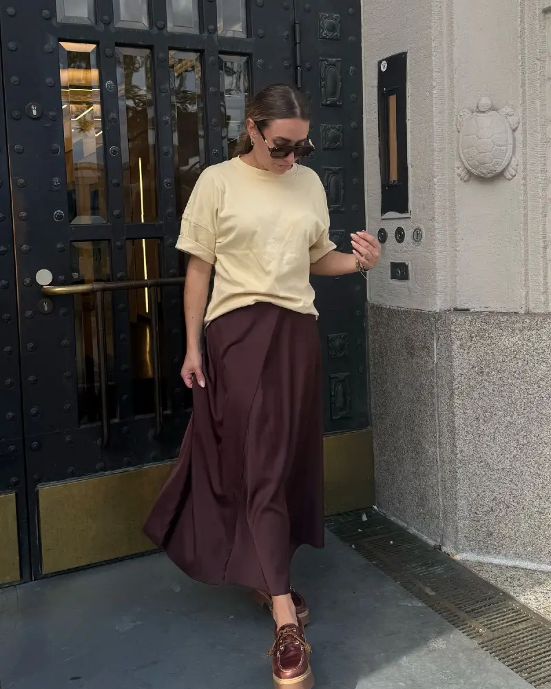Butter Yellow Tee & Chocolate Skirt