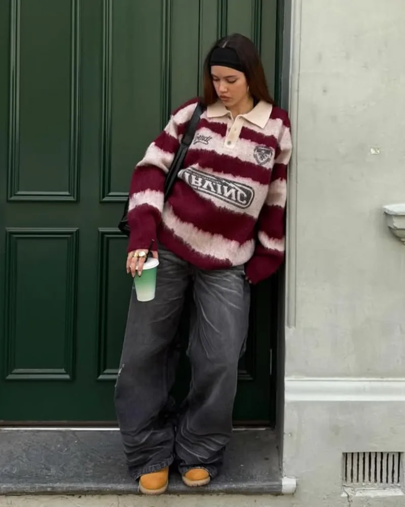 Chunky Rugby Stripes and Slouchy Denim