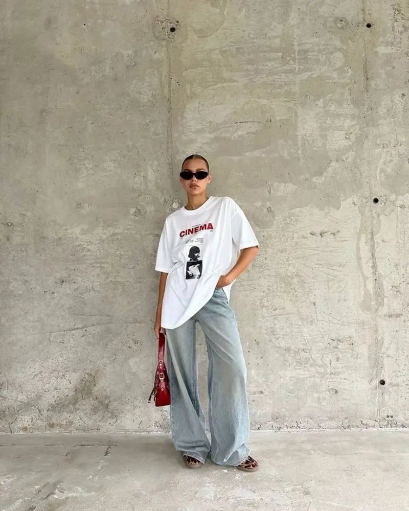 Cinema Tee, Wide Denim