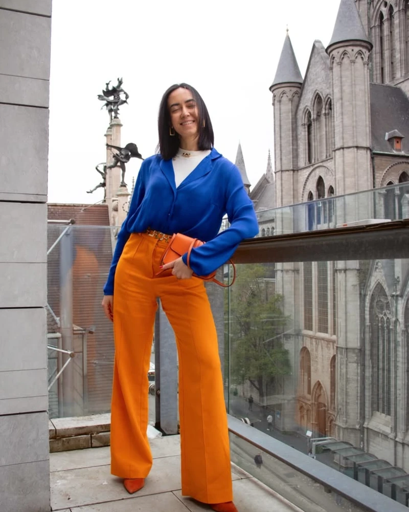 Cobalt Blouse & Marigold Trouser