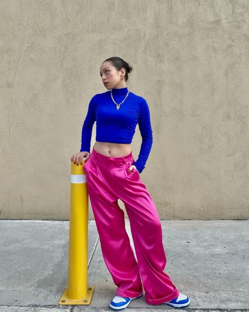 Cobalt Crop & Fuchsia Satin