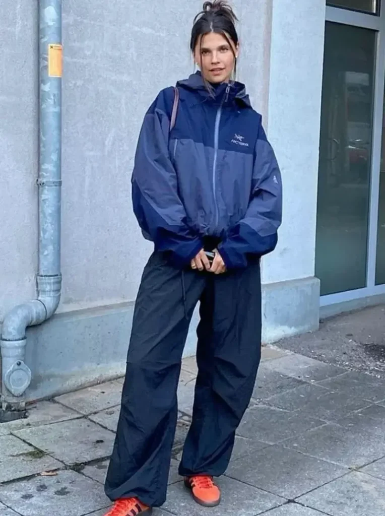 Colorblock Rain Jacket & Nylon Cargo Pants