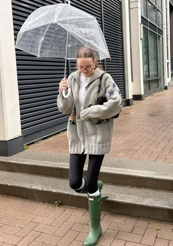 Cozy Knit Meets Rain Boots