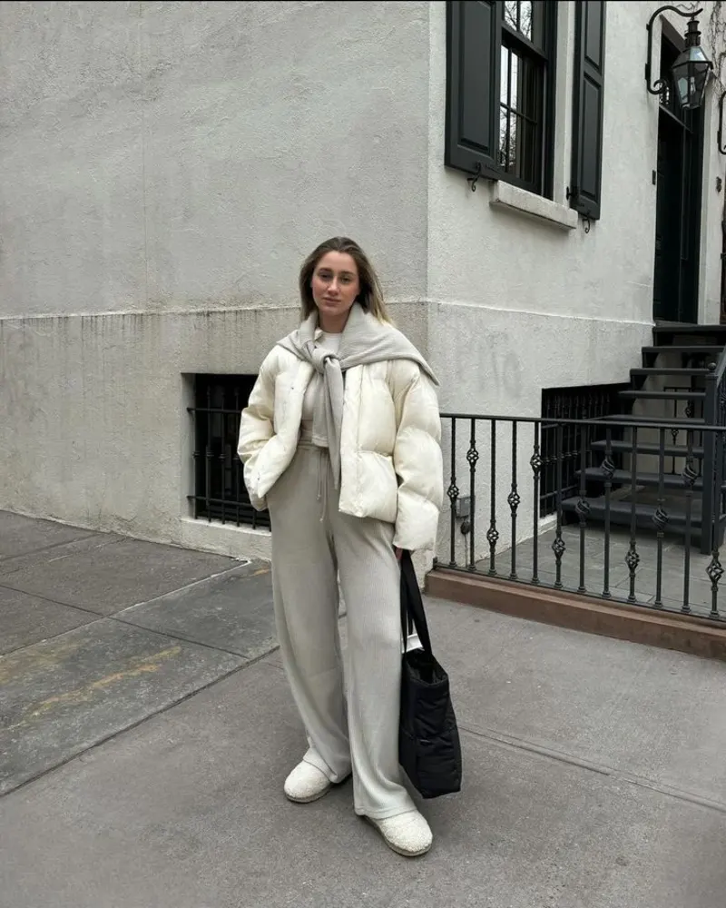  Cream Puffer With a Tied Scarf