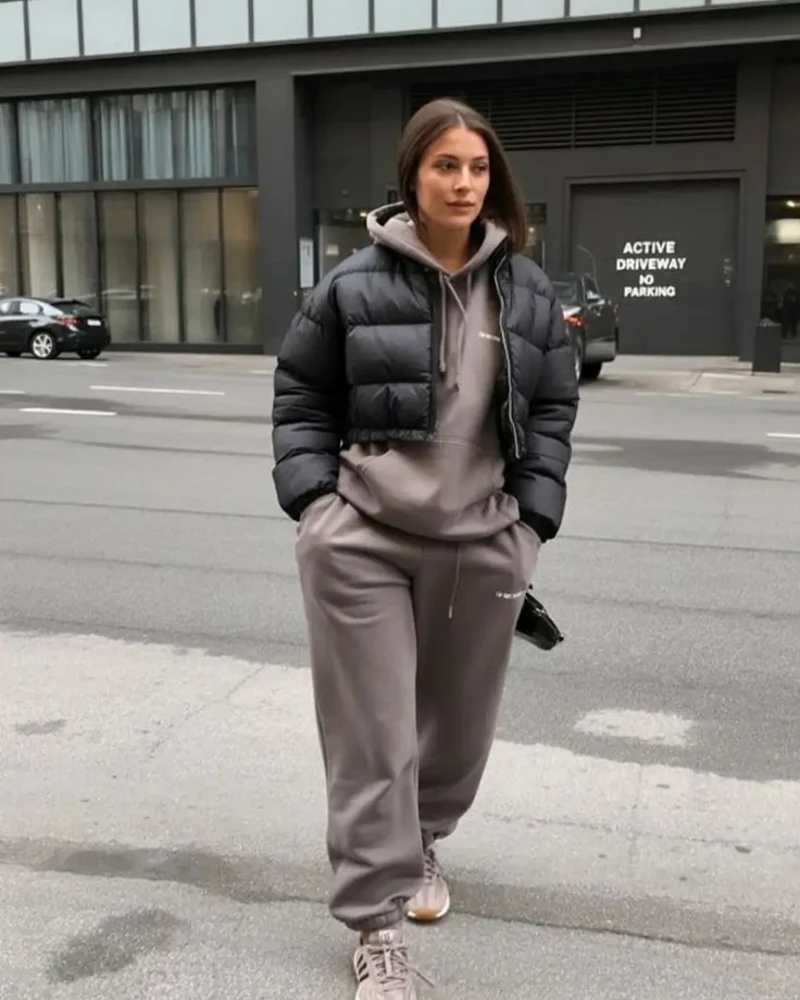Cropped Puffer + Hoodie + Sweatpants