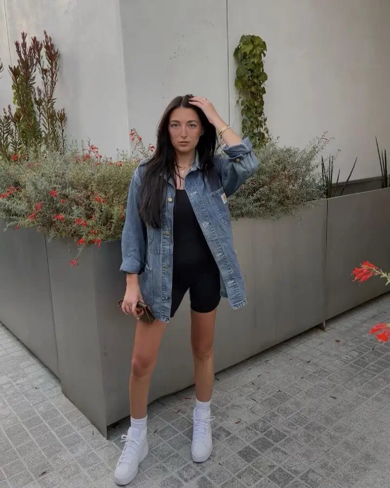  Denim Jacket & Bike Shorts