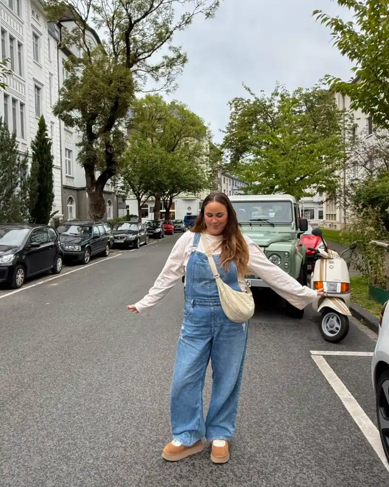 Denim Overalls & Ugg Boots