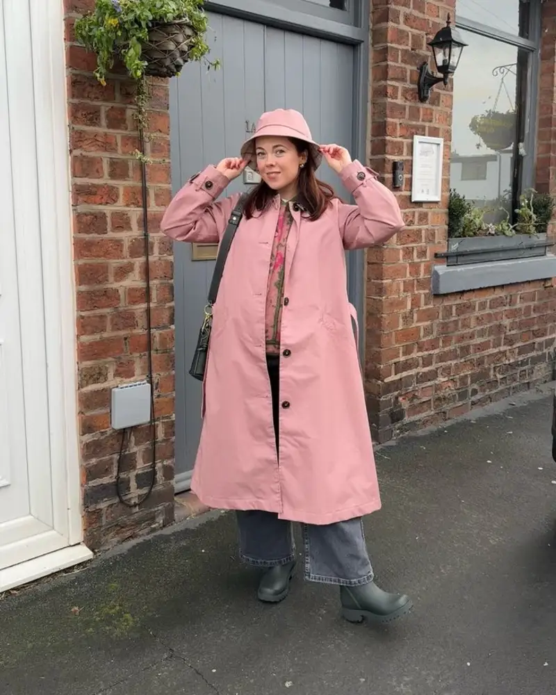 Dusty Pink Trench and Matching Bucket Hat