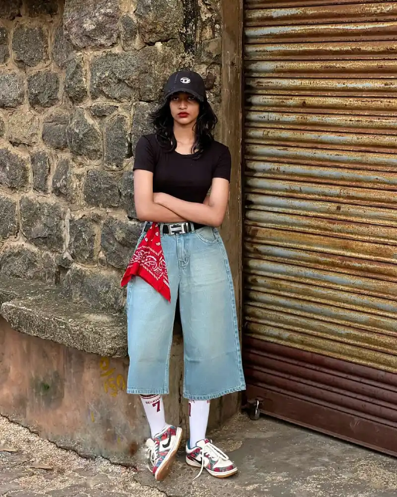 Fitted Tee + Cropped Wide-leg Denim