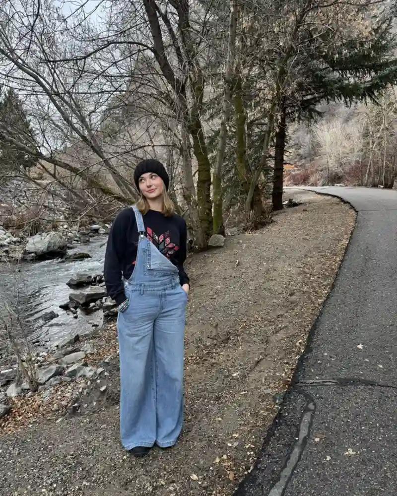 Graphic Sweater & Wide Overalls