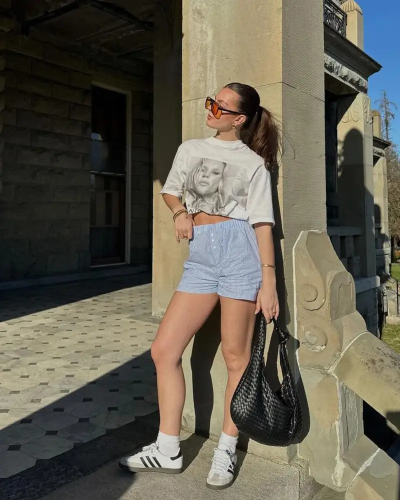 Graphic Tee & Striped Shorts