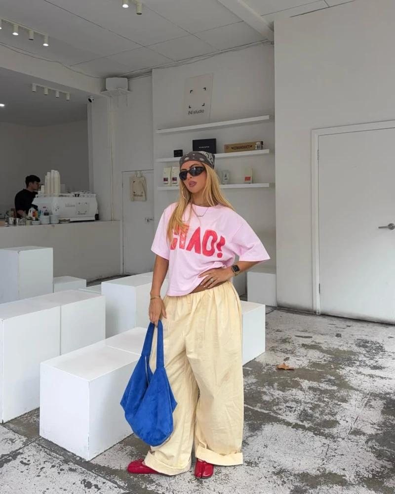Graphic Tee & Wide-Leg Trousers