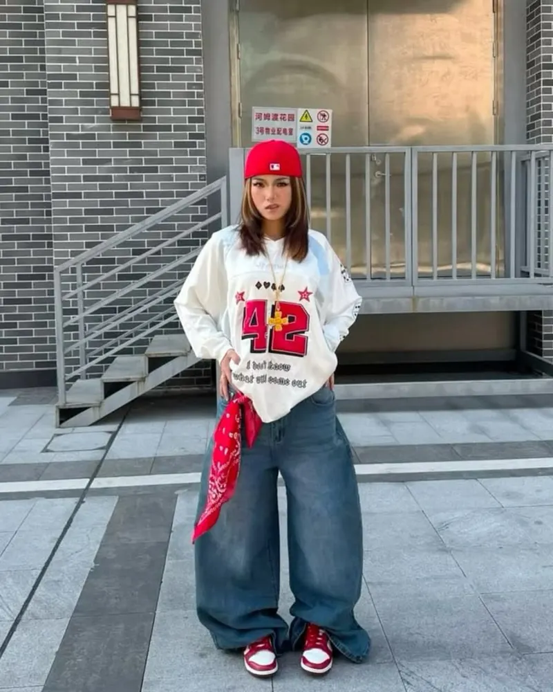 Jersey Layers with a Pop of Red