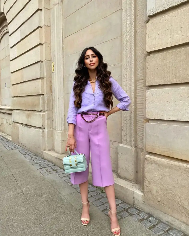 Lavender Top & Pink Culottes