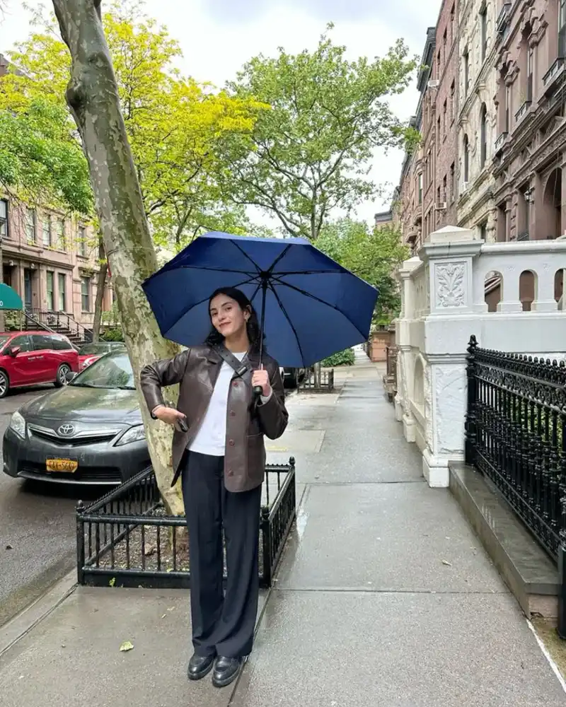 Leather Blazer, Pinstripe Trousers