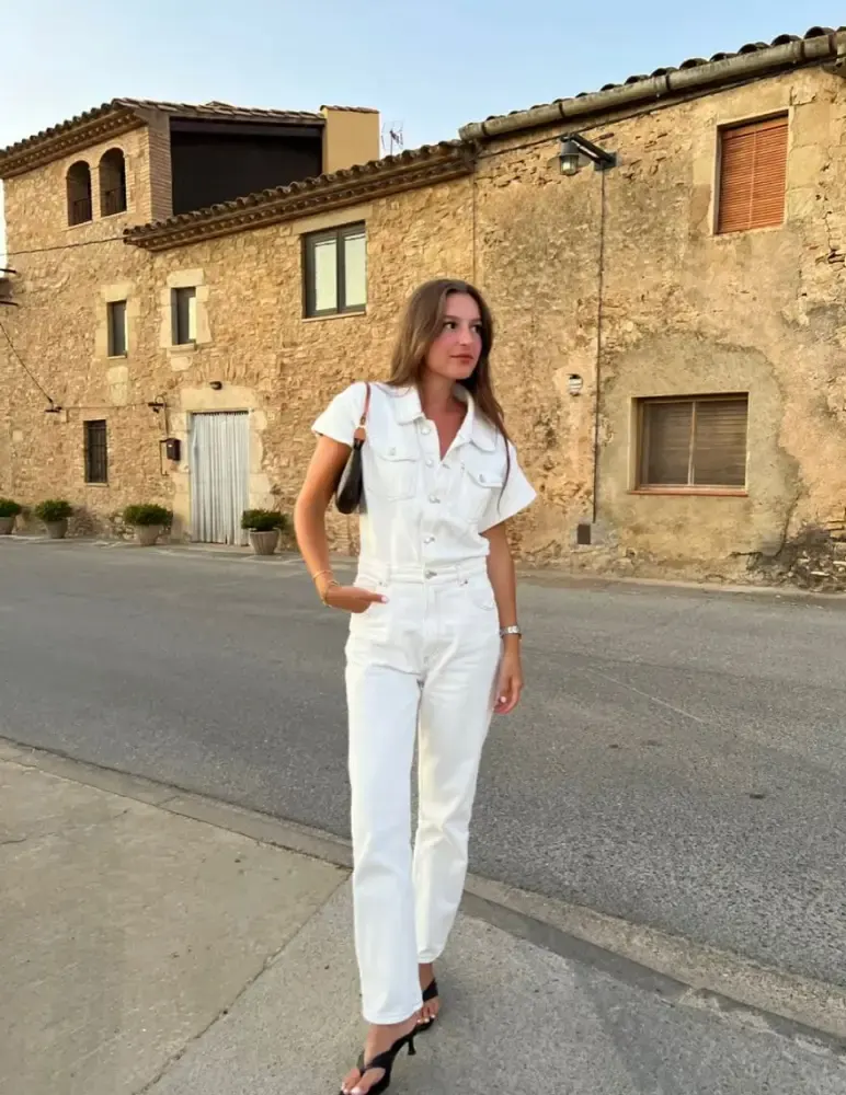 Matching White Denim Jumpsuit
