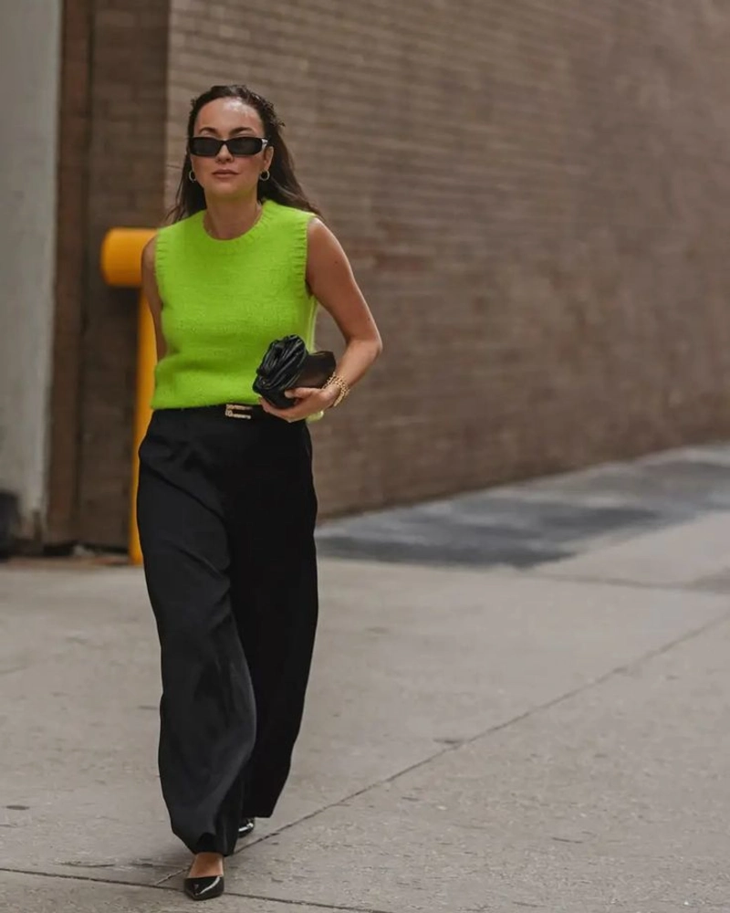 Neon Green Vest & Black Trousers