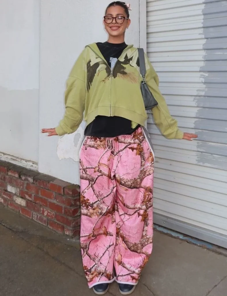 Olive Camo Hoodie & Pink Camo Wide-Leg