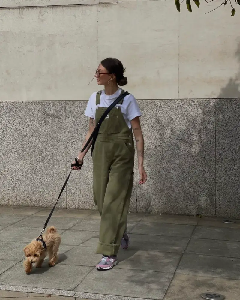 Olive Overalls with Dog