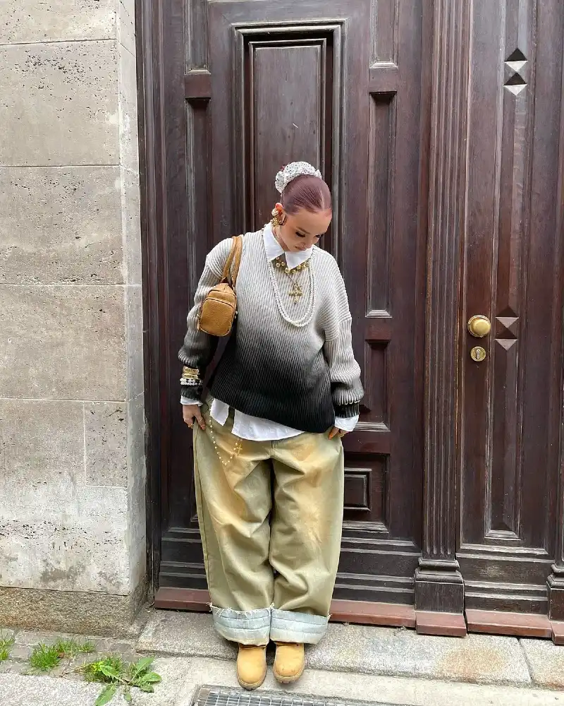 Ombre Sweater, Mustard Pants