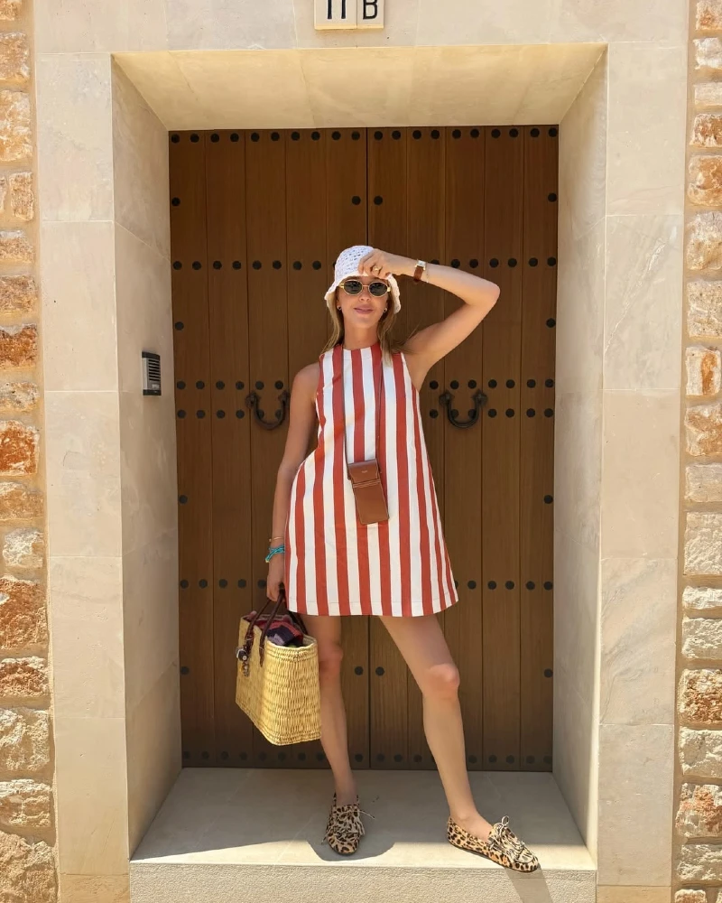 One-Piece Striped Shift Dress