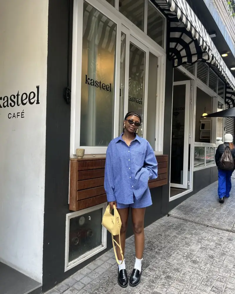 Oversized Cotton Shirt With Tailored Shorts