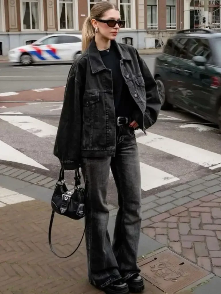 Oversized Denim Jacket With Straight Jeans