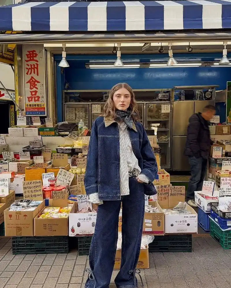 Oversized Denim Jacket and Wide-Leg Jeans