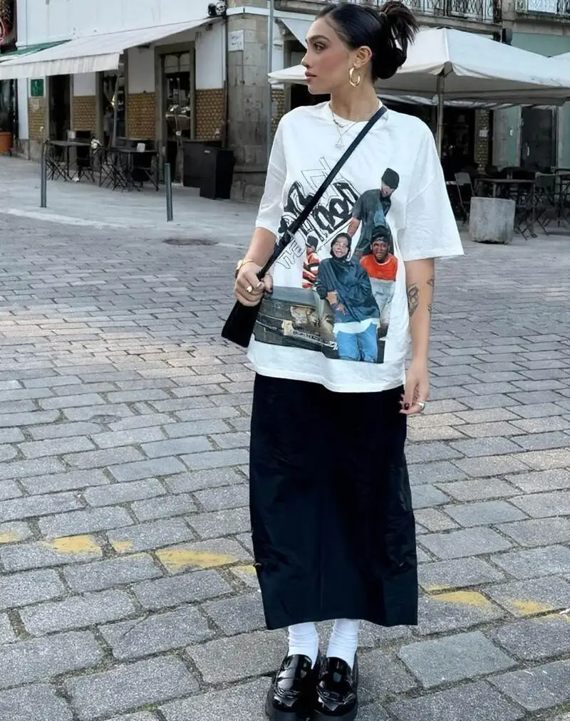 Oversized Graphic Tee & Maxi Skirt