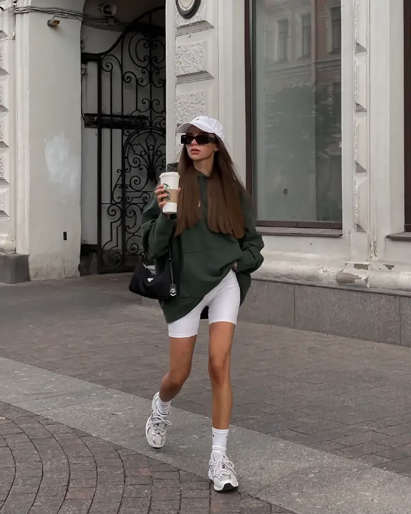  Oversized Hoodie & Bike Shorts