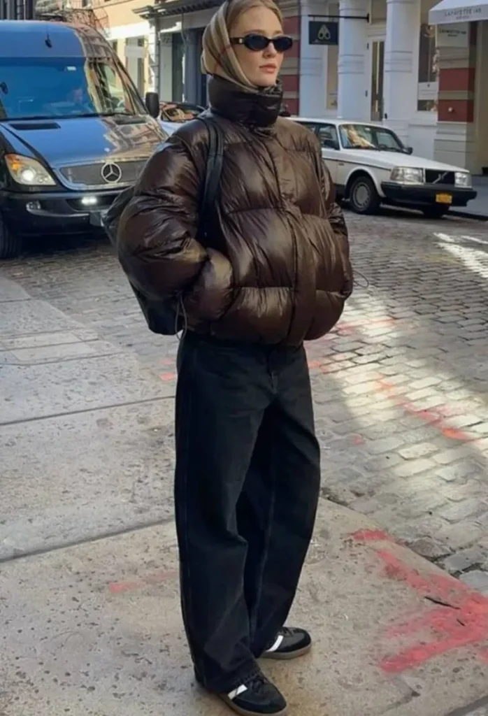 Oversized Puffer & Wide Black Jeans